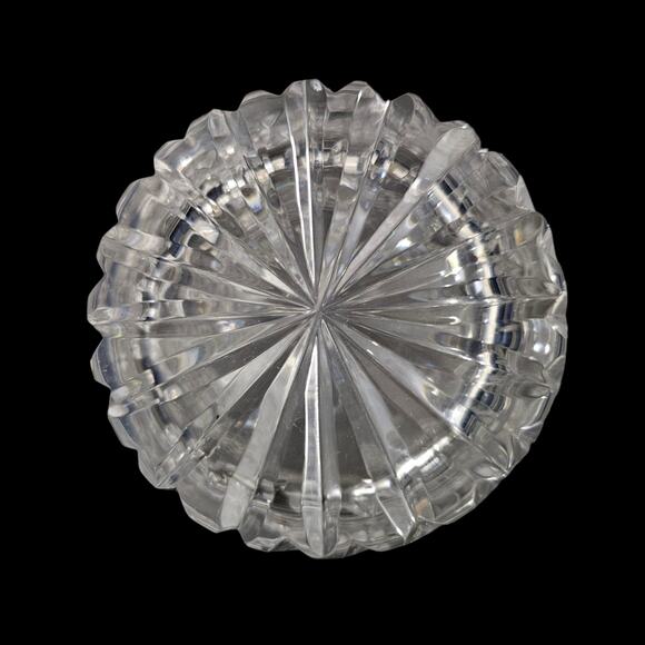 Vintage Cut Crystal Pitcher 7.5" Pressed Glass Diamond Fan Pattern Mid Century - Picture 8 of 8